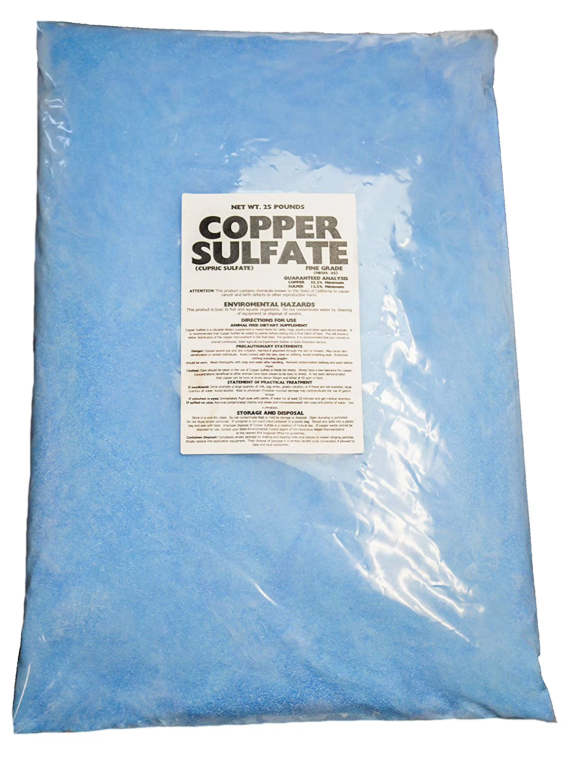 Earthworks Health Copper Sulfate Fine Crystals - 25 lb Bag