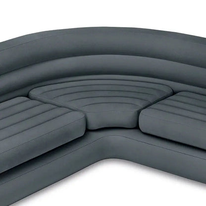 Intex Inflatable L-Shaped Corner Sofa With Cup Holders, Gray, 2-Pack