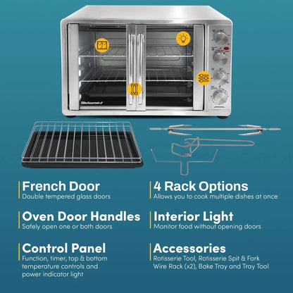 Elite Gourmet 47.5Qt 18-Slice Convection Oven - 4-Control Knobs