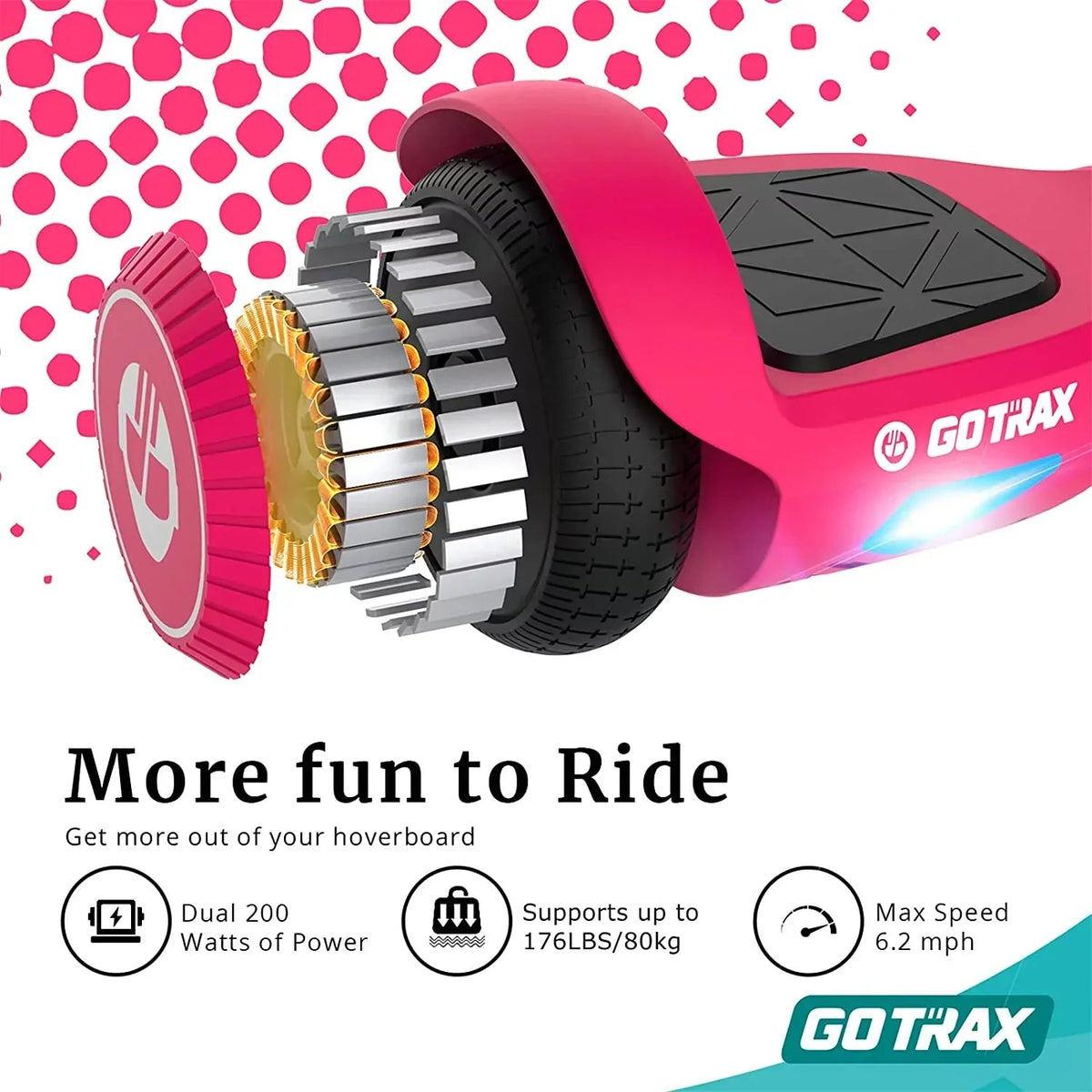 GOTRAX Edge Self-Balancing Scooter With 6.5in Tires, Pink