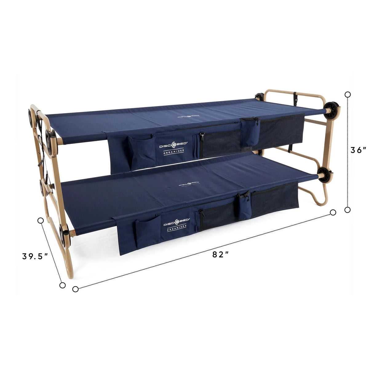 Disc-O-Bed XL Cam-O-Bunk Benchable Double Cot With Storage Organizers - Navy