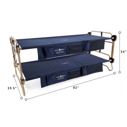 Disc-O-Bed XL Cam-O-Bunk Benchable Double Cot With Storage Organizers - Navy