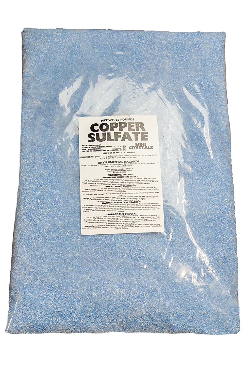 Earthworks Health Copper Sulfate Fine Crystals - 25 lb Bag