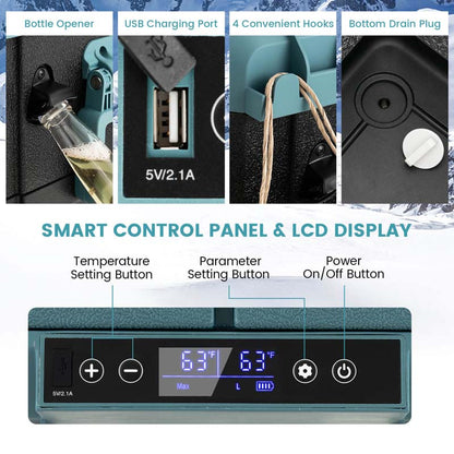 40-Quart Dual-Zone Portable Car Refrigerator Cooler Freezer With Wheels