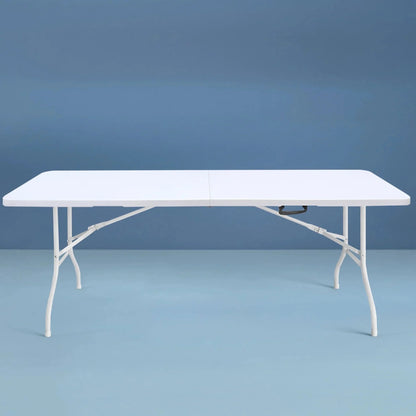 8 Foot Bi-Fold Outdoor Folding Table, White
