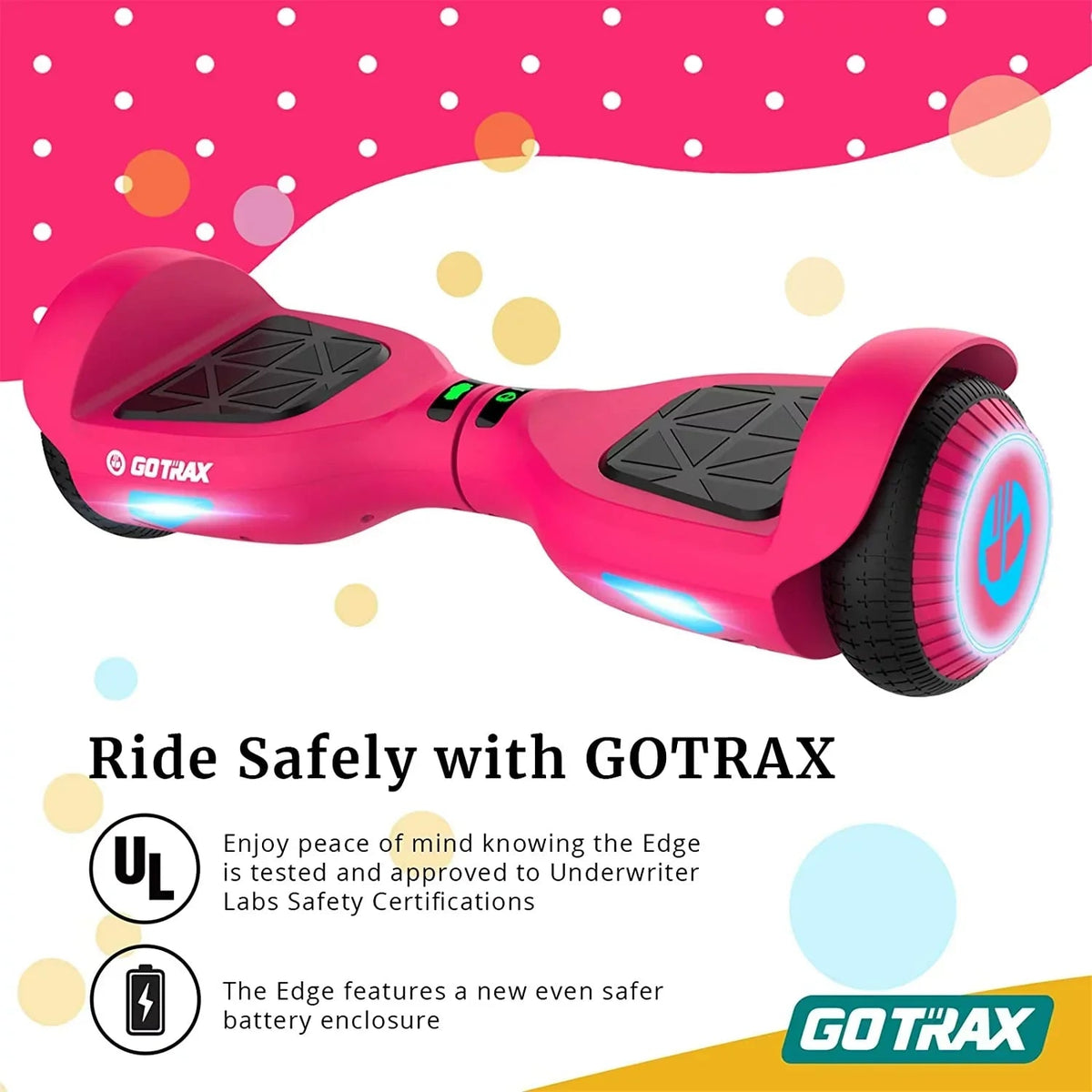 GOTRAX Edge Self-Balancing Scooter With 6.5in Tires, Pink