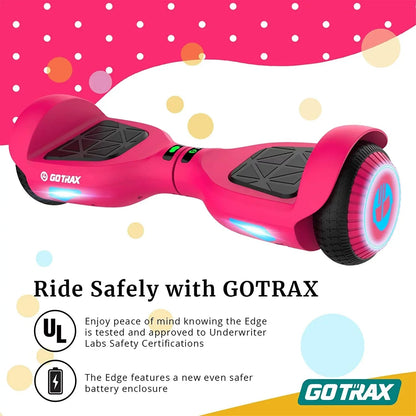 GOTRAX Edge Self-Balancing Scooter With 6.5in Tires, Pink