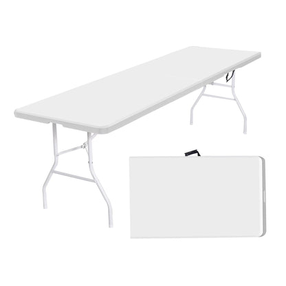 8 Foot Bi-Fold Outdoor Folding Table, White