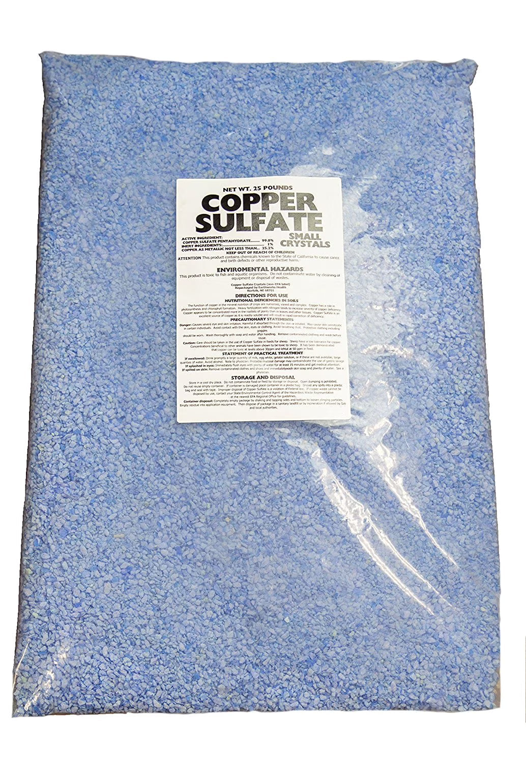 Earthworks Health Copper Sulfate Fine Crystals - 25 lb Bag