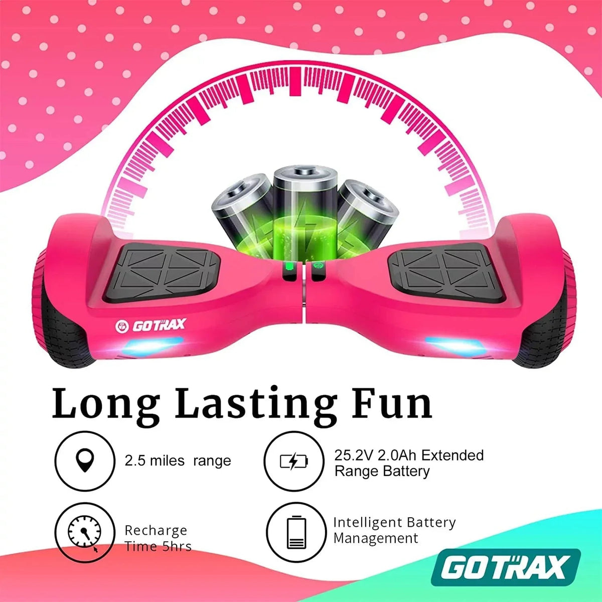 GOTRAX Edge Self-Balancing Scooter With 6.5in Tires, Pink