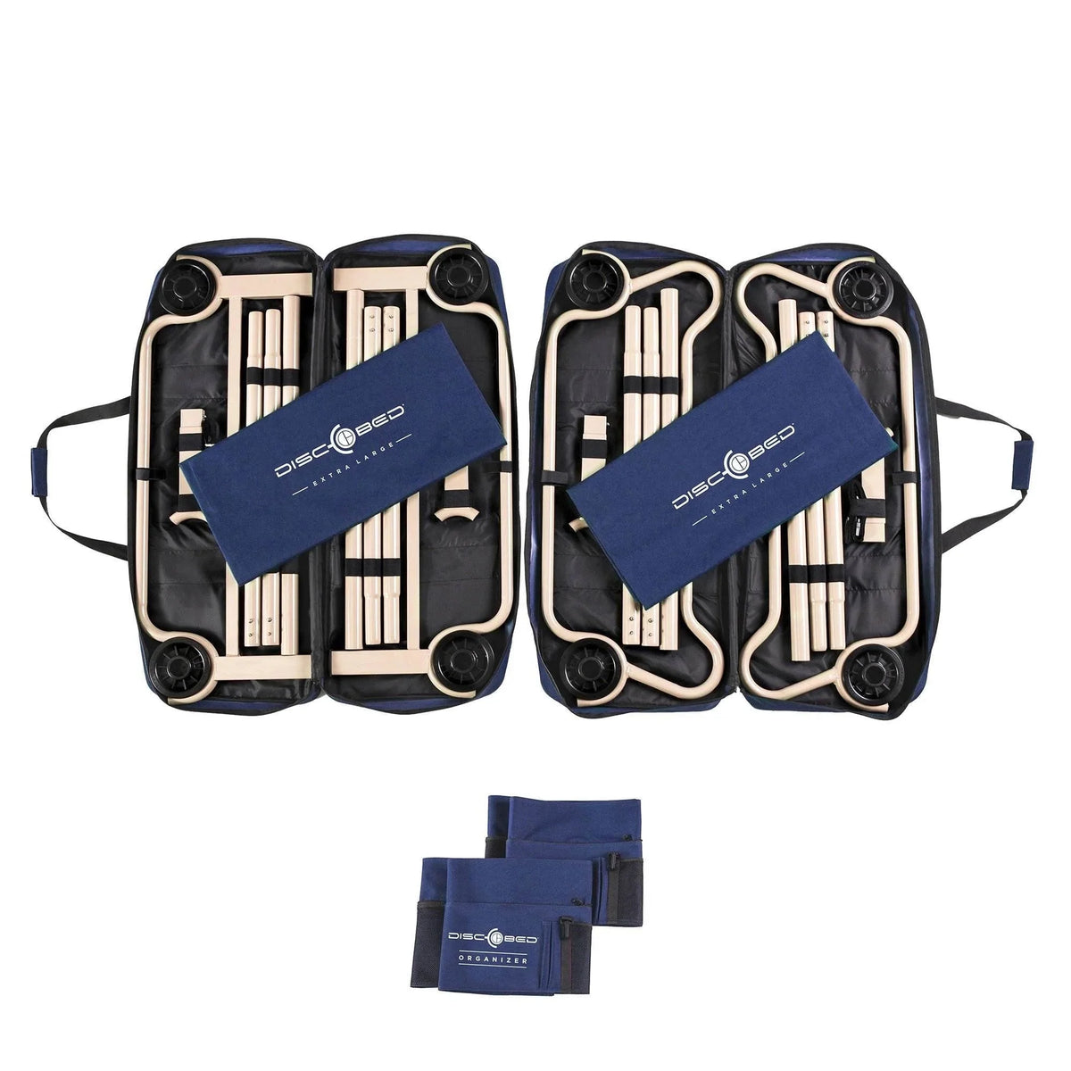 Disc-O-Bed XL Cam-O-Bunk Benchable Double Cot With Storage Organizers - Navy