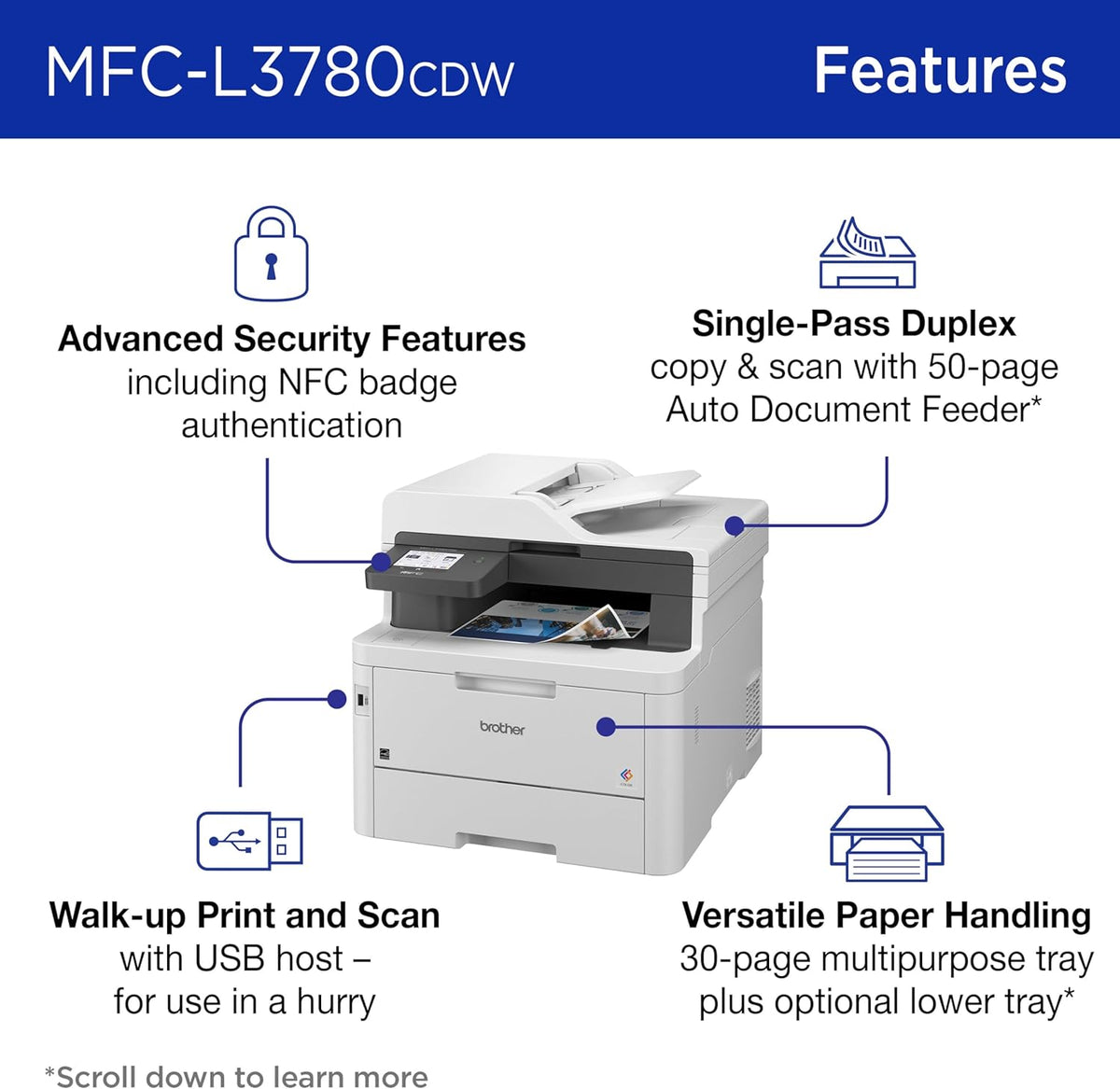 All-In-One Wireless Color Printer With Printing, Scanning, Copying And Faxing