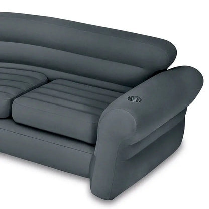 Intex Inflatable L-Shaped Corner Sofa With Cup Holders, Gray, 2-Pack