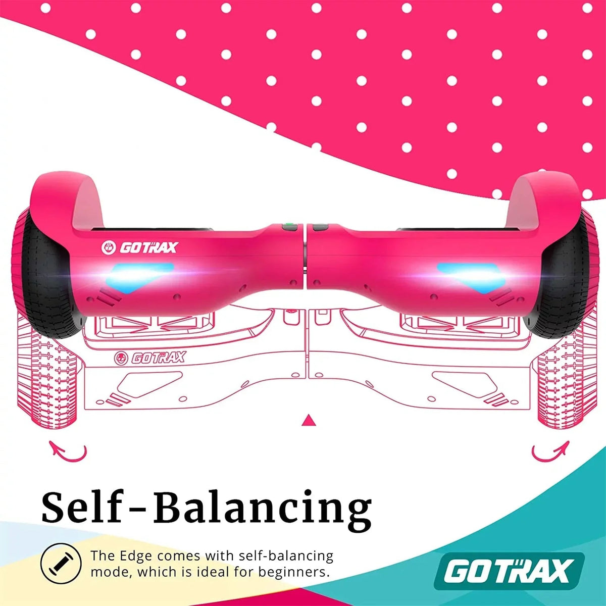 GOTRAX Edge Self-Balancing Scooter With 6.5in Tires, Pink