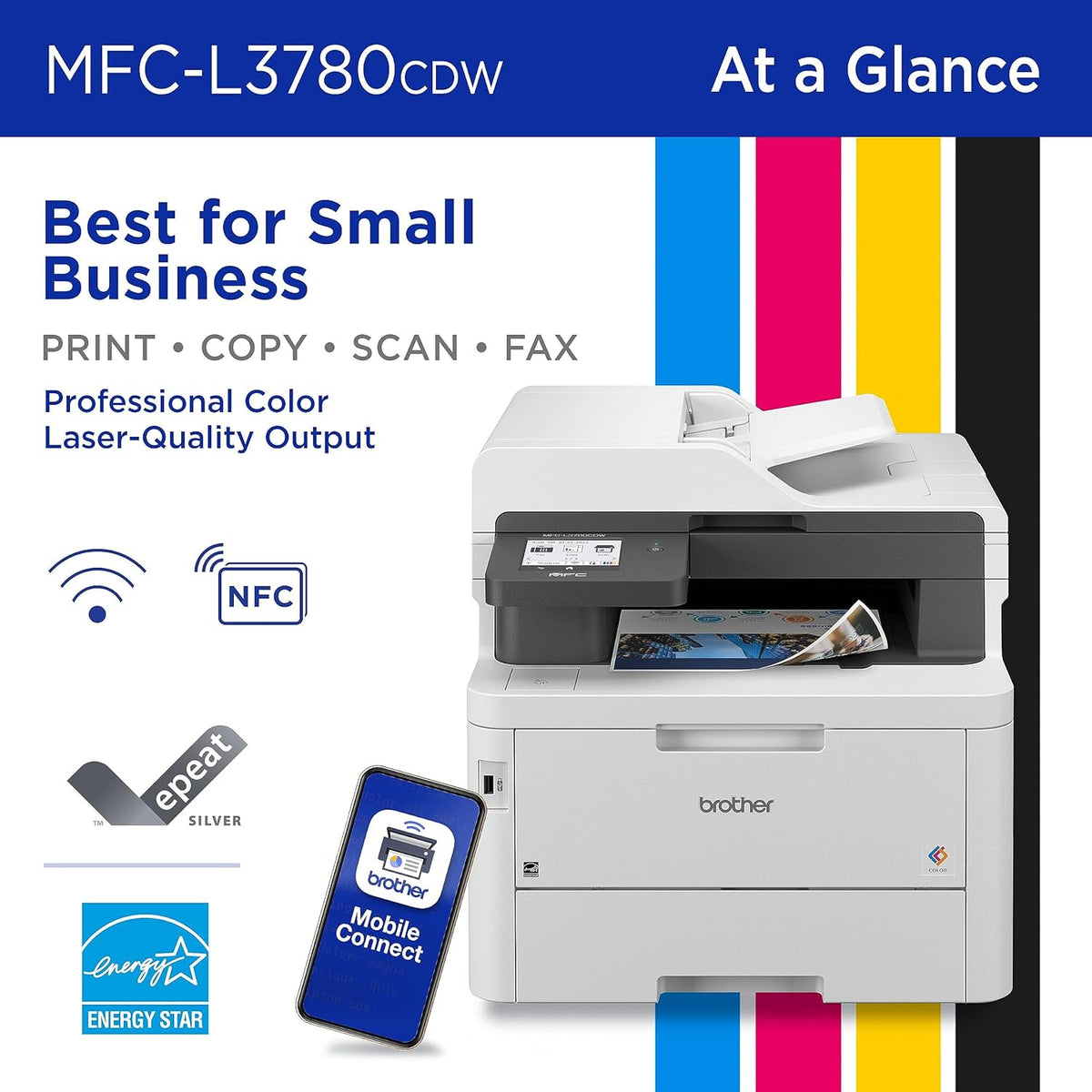 All-In-One Wireless Color Printer With Printing, Scanning, Copying And Faxing