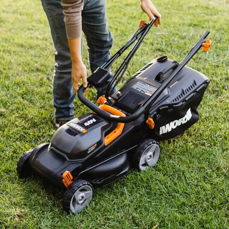 Worx Cordless Lawn Mower 40V 14 inch With Two 20V 4.0Ah Batteries And Dual Charger
