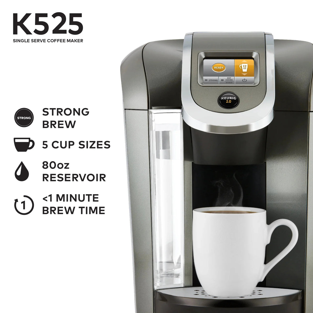 Keurig Single Serve Coffee Brewer, Slate, 80oz - K525